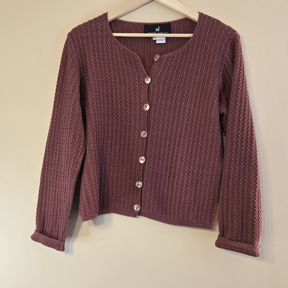 Peruvian Connection Cotton Maroon Sweater Large - Picture 1 of 8